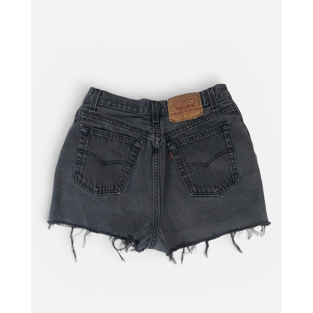 VTG Levi's 501 Black Denim Bootcut Cutoff Shorts Frayed Raw Hem Distressed Sz 27